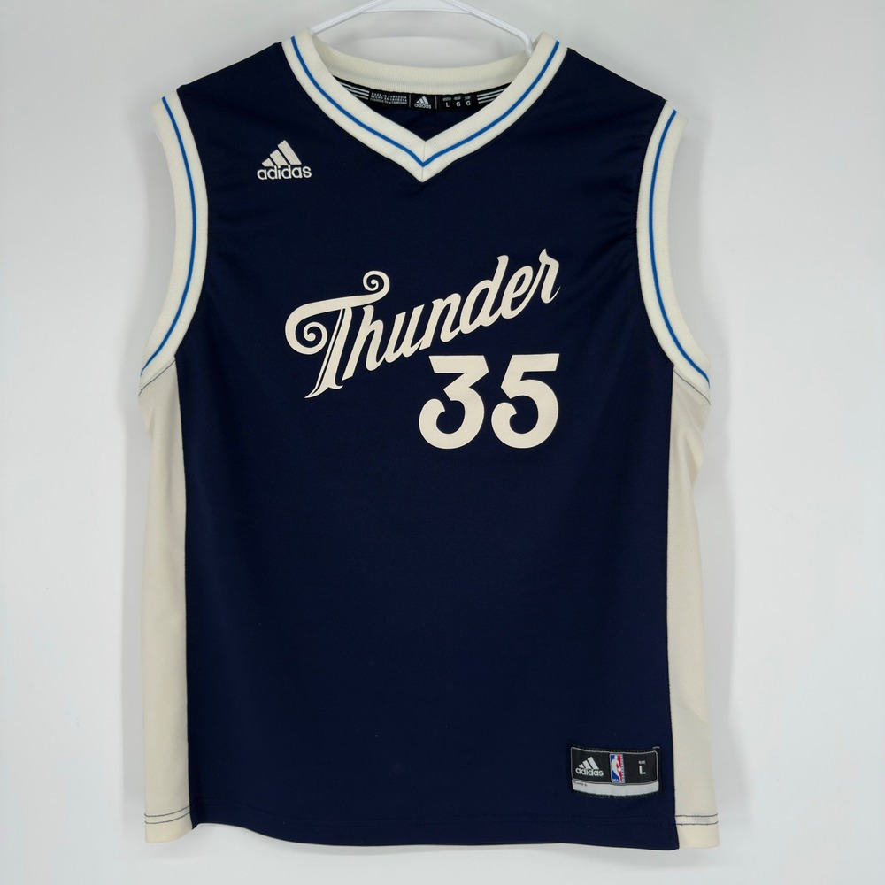 Adidas Oklahoma City Thunder Kevin Durant 35 Youth Jersey Blue 2015 Christmas L